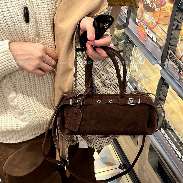 Zhao Lusi Style Baguette Bag 2025 New Genuine Leather Retro Luxury Biker Style Handbag Shoulder Bag - Thumbnail 3