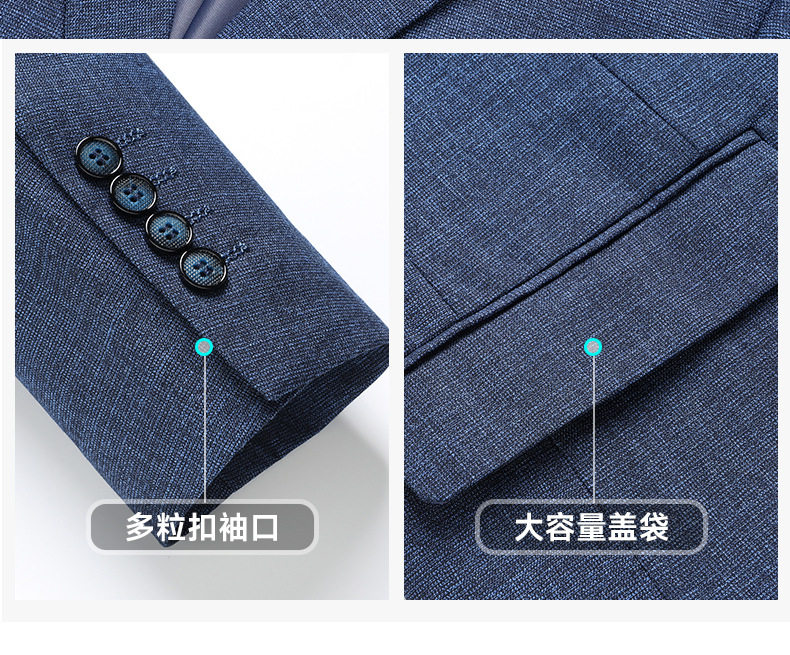 Áo vest nam mỏng dáng ôm màu trơn một hàng hai nút, tay dài — Màu xanh lam chi tiết 10