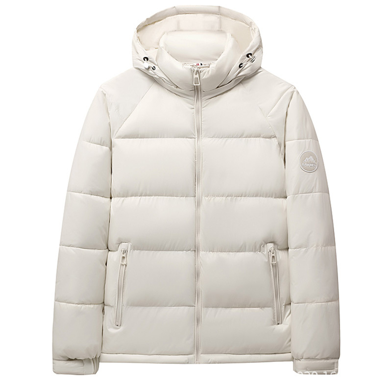 Cross-border men's and women's detachable hooded solid-color cotton jacket, outdoor windproof and water-resistant warm winter coat, couple's cotton jacket