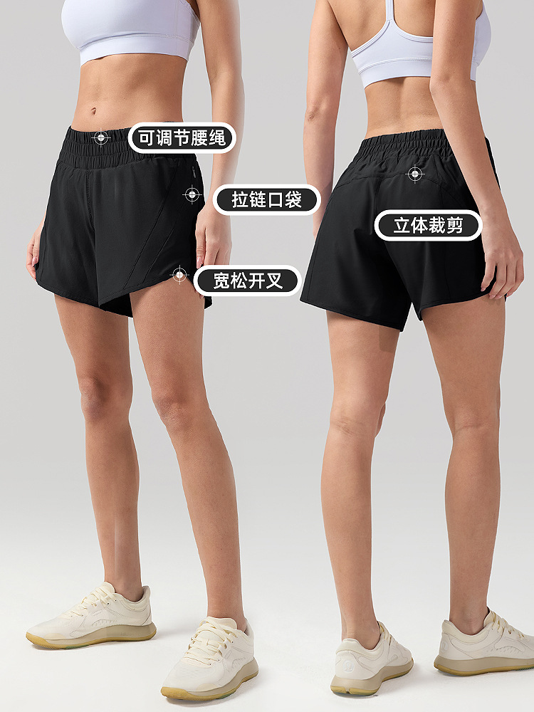 Pantalones cortos para correr de secado rápido Pantalones deportivos de ocio elásticos transpirables que absorben la humedad para mujer Pantalones cortos deportivos de yoga de cintura media lulu 5"