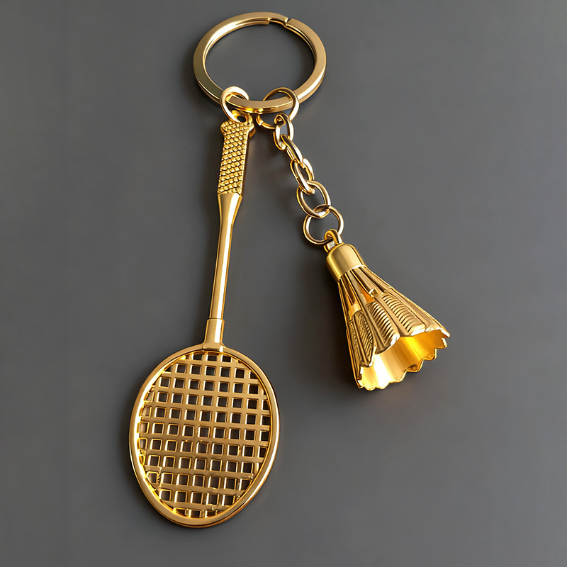 Creative Alloy Artificial Badminton Racket Keychain Badminton Shape Bag Pendant Sports Commemorative Gift