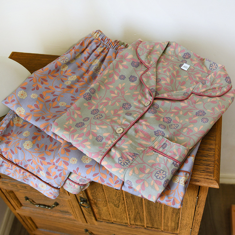 Turndown Neckline Soft, Comfort, Breathable Function Home Women's Casual Printing Rayon Printing Pants Sets Pajama Sets