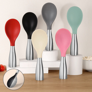 2022 New Stainless Steel Silicone Rice Spoon Silicone-Coated Steel European Standard Upright Rice Spoon Upgraded Vertical Silicone Rice Spoon