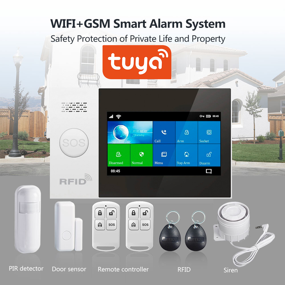 Tuya hogar inteligente inalámbrico 4g anfitrión de la alarma traje inducción del cuerpo humano WiFi alarma antirrobo anfitrión de la alarma