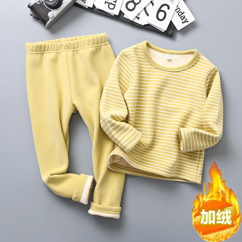 Ropa interior térmica para niños ropa infantil traje engrosado con forro polar ropa de otoño para niños pantalones largos ropa de invierno para niñas traje de dos piezas de moda