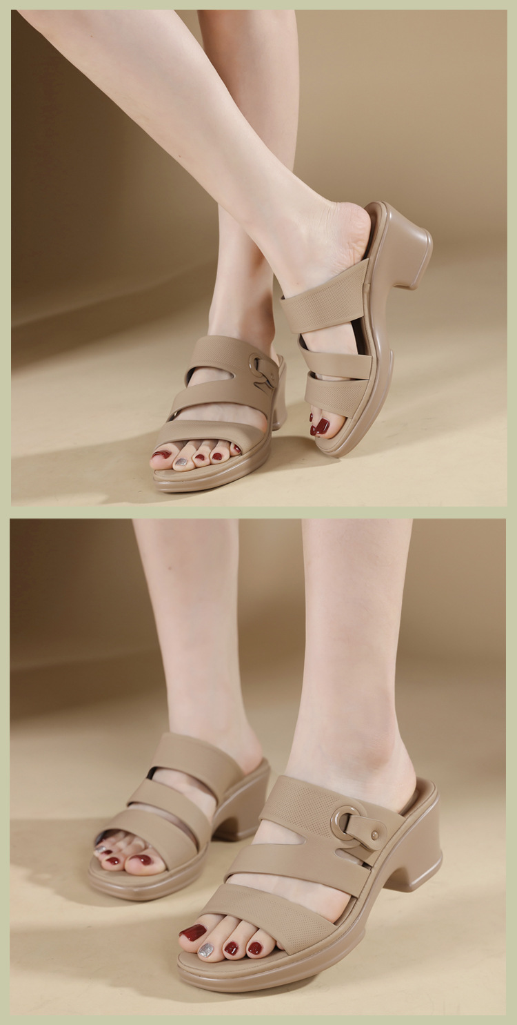 Dép sandal nữ quai chữ V đế xuồng đục lỗ thoáng khí, đế mềm chống trượt — màu nâu, màu đen, màu mơ chi tiết 7