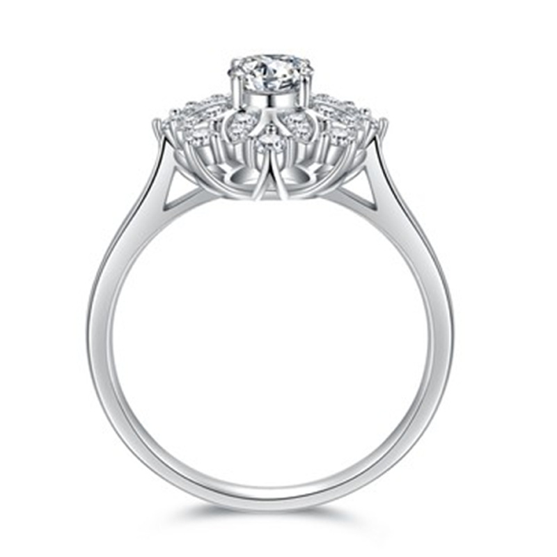 Brilliant Starry Flower Ring 18k Gold Plated Cluster Wedding Ring_voghion.com