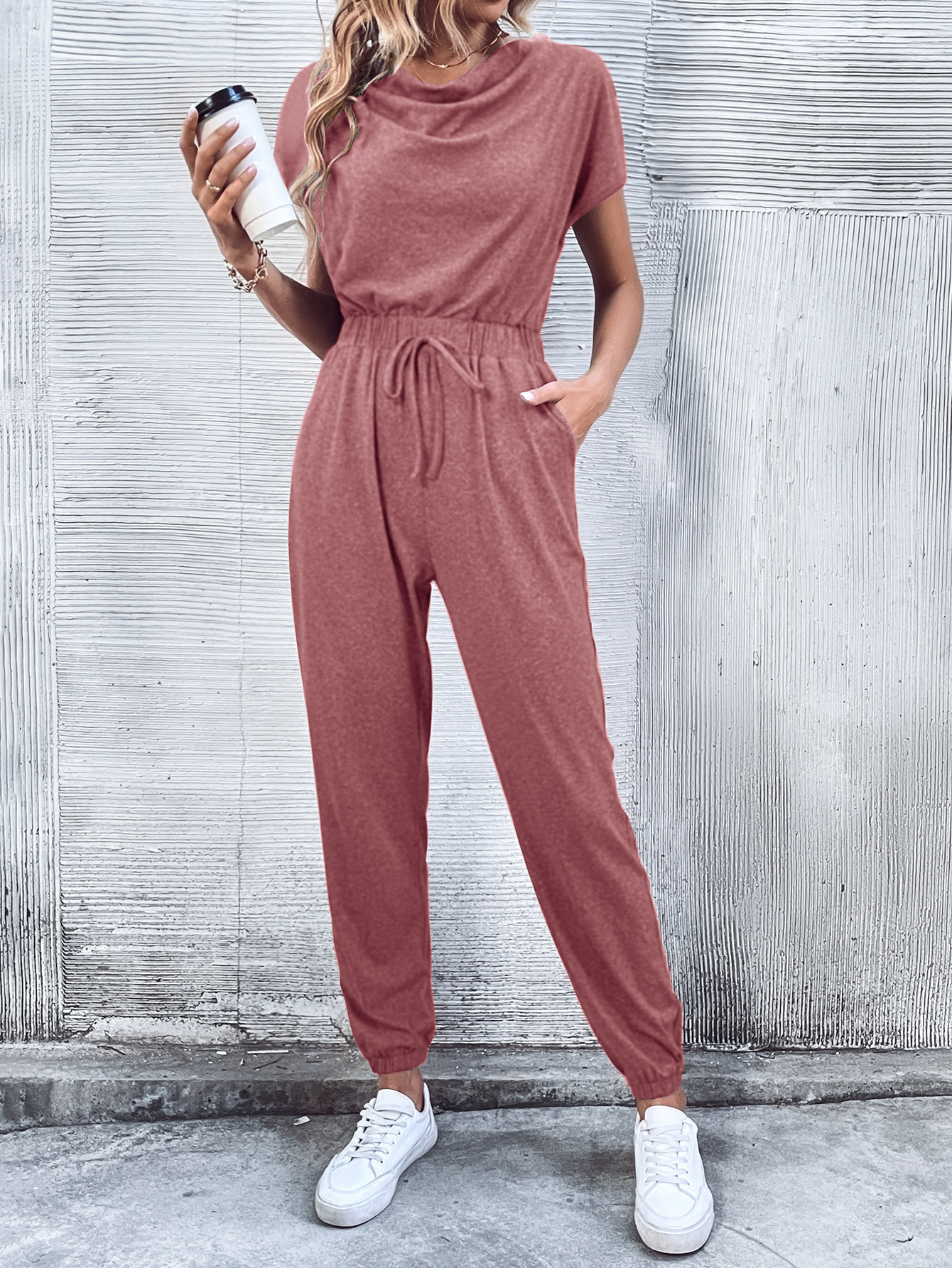 Women Clothing Casual Short-Sleeved Wide Leg Jumpsuit