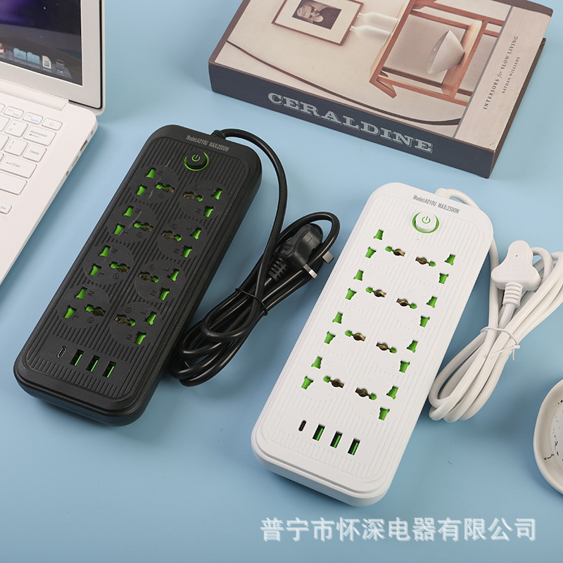 Comercio exterior multi-USB conector con interfaz tipo-c de ocho agujeros multifuncional oficina en el hogar estándar británico estándar europeo estándar americano