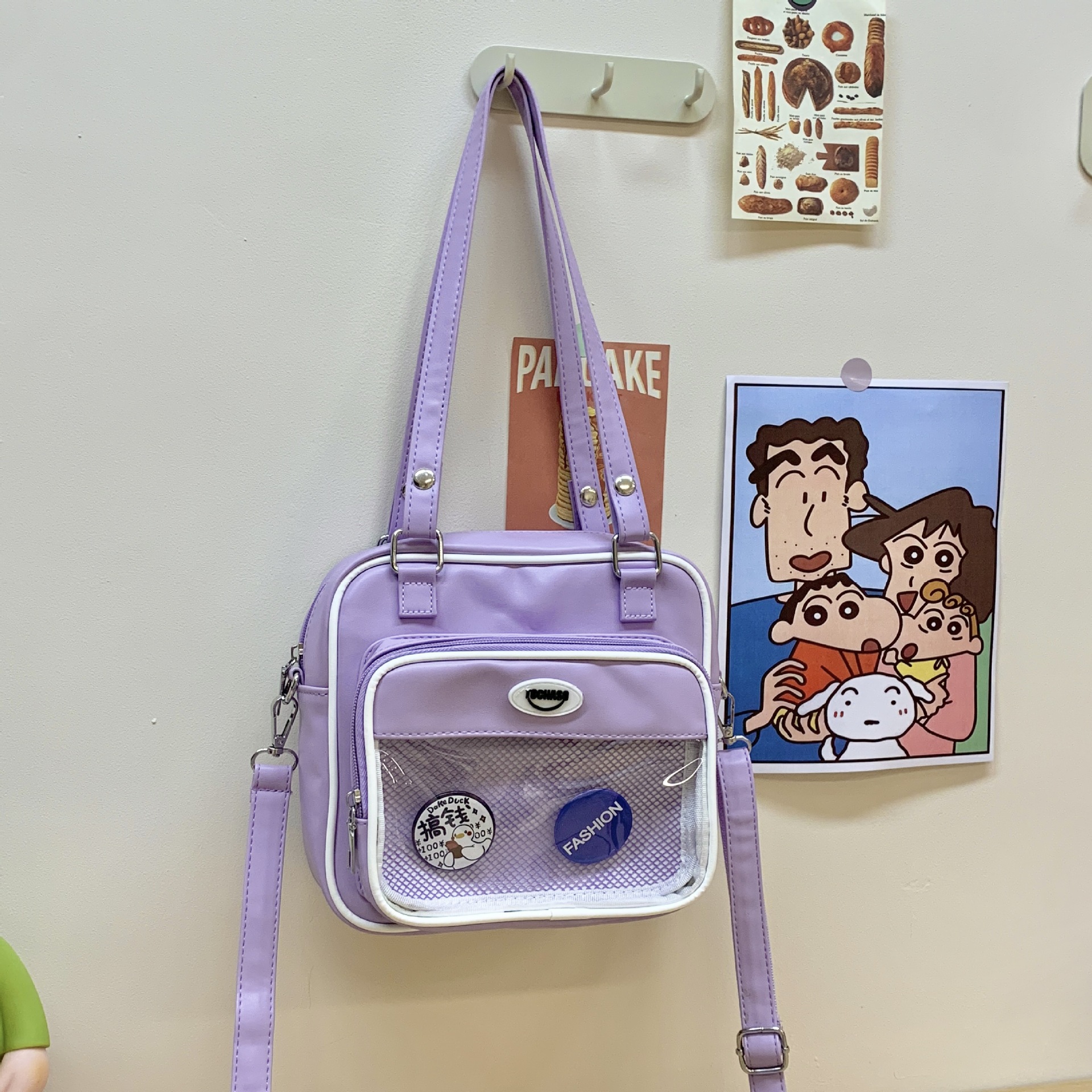 Paquete de dolor de comida de dos dimensiones japonesa 2025 nuevo paquete de hombro transparente para niños y niñas bolsas animadas de moda para niños