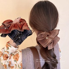 秋冬新作レトロカレッジスタイルパターンシリーズ大腸スクエアスカーフヘアバンドポニーテールボールヘアゴムヘアアクセサリー