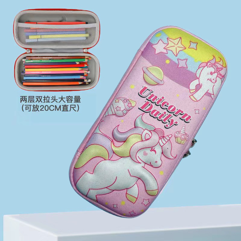 Estudiantes de primaria lindos dibujos animados 3D estereoscópicos caja de papelería caja de lápiz EVA anti-caída a prueba de presión coreana bolsas de lápiz para niños al por mayor
