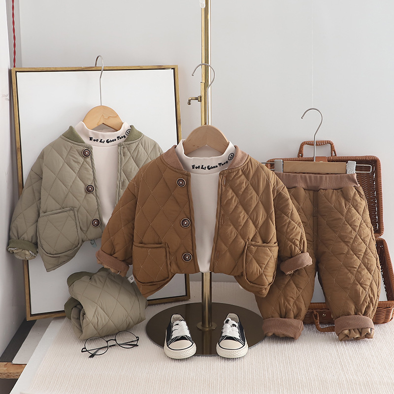 Children's demi-season solid color keep warm down jacket for men and…