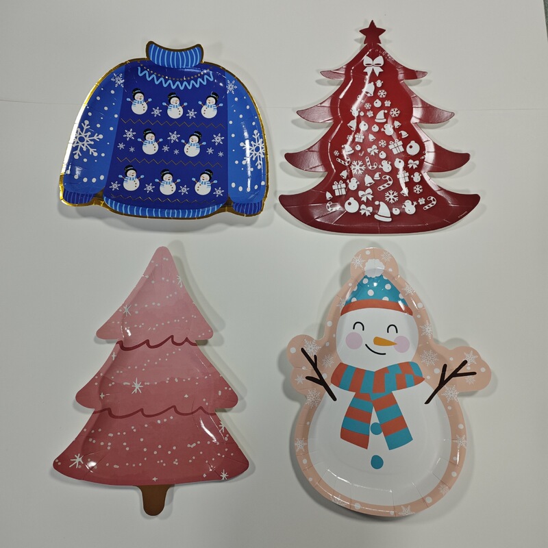 Party Disposable Special Shaped Paper Plate Paper Plate Christmas Theme Christmas Tree Santa Claus