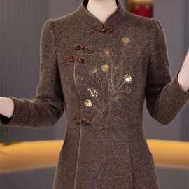 裙子2025加厚时尚保暖新款气质中式连衣裙显瘦加绒修身秋冬图片色