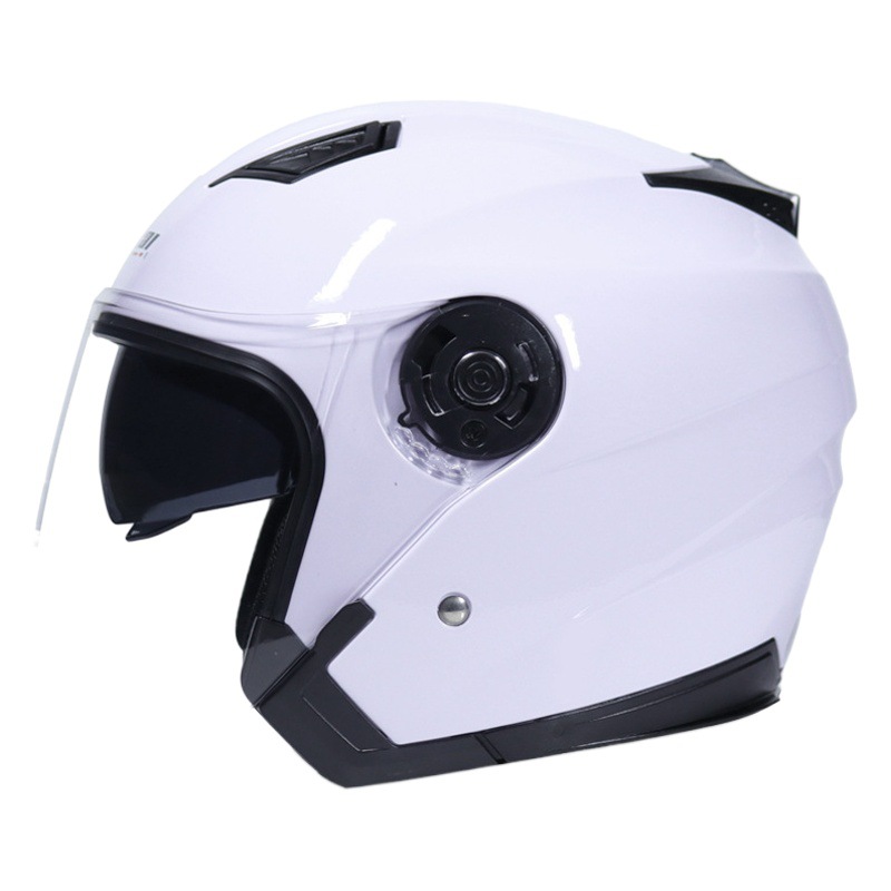 Jiekai doble lente casco coche eléctrico de los hombres Four Seasons Universal medio casco unisex coche eléctrico tapa anti-niebla casco