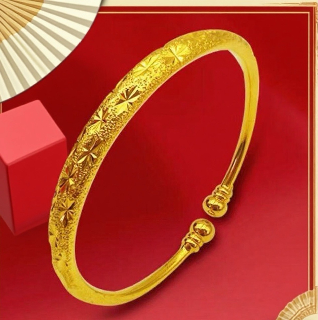 Authentic Vietnamese Pure Sand Gold Bracelet for Women, Non-Fading, Open, Glossy Imitation Fake Gold, Non-Fading Bracelet for the Elderly