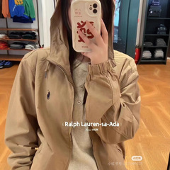 RL小马刺绣 跨境美式复古连帽抽绳薄款外套 拉链开衫轻盈夹克休闲