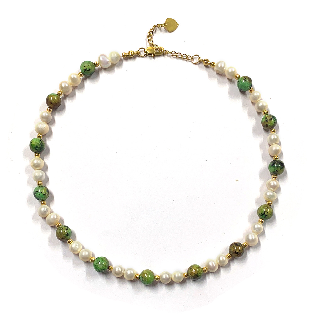 12g Weight 18K Gold Plated Plating Material Earrings, Necklace Classification 2 PCS/Package Quantity Holiday, Daily Occasion natural stone, Freshwater Pearl, Titanium Steel Material Round Pattern Women's Gender Beaded Design Elegant, Simple Style Style Elegant Simple Style Round Natural Stone Freshwater Pearl Titanium Steel Beaded 18K Gold Plated Women's Earrings Necklace 3