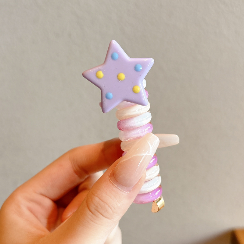 Primavera línea telefónica anillo de cabello cuerda cabeza nuevo artefacto de cabello trenzado colorido lindas estrellas burbujas trenzas adornamientos para el cabello de niños