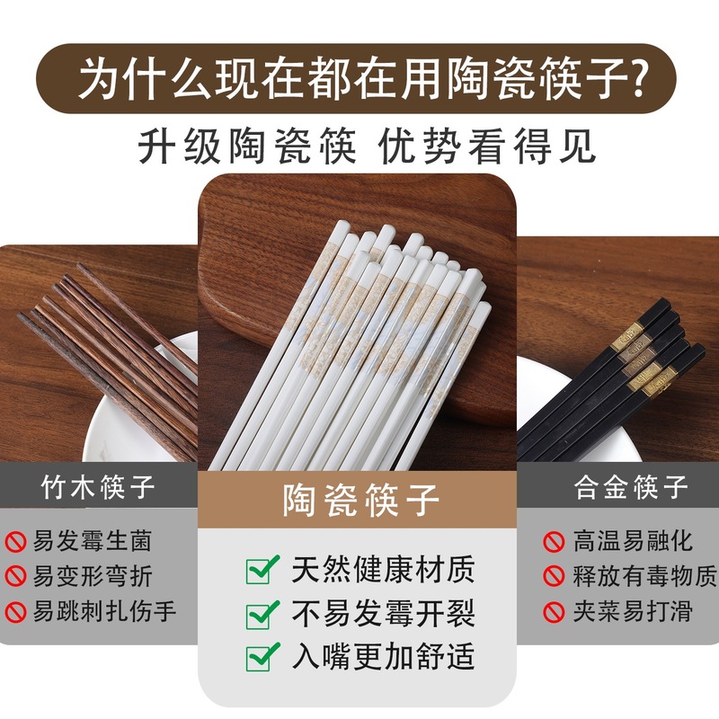 景德镇陶瓷筷子家用优质防霉耐高温易清洗2025新款|undefined