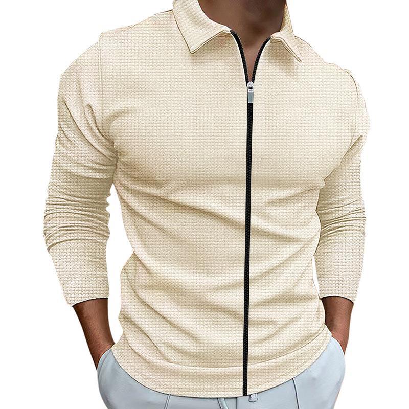 2023 nueva chaqueta de waffle chaqueta de solapa para hombres jóvenes y de mediana edad de moda para hombres al aire libre Top deportivo