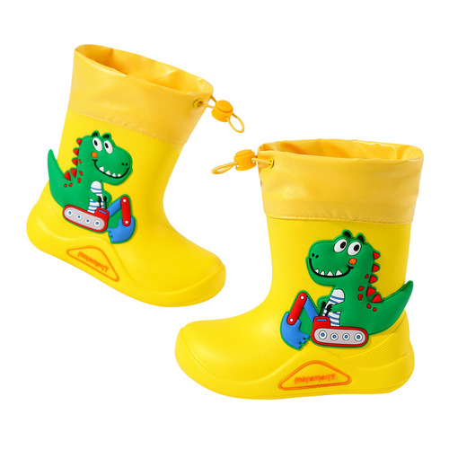Mumeng's new children's rain boots, non-slip, boys and girls' shoes, cartoon drawstrings, kindergarten waterproof, non-slip water shoes wholesale