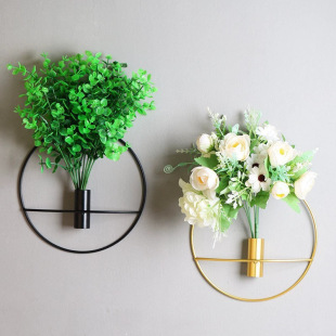 Wrought Iron Diamond Wall Hanging Creative Home Living Room Bedroom Background Wall Decoration Round Wall Decoration Wall Hanging Vase Rack