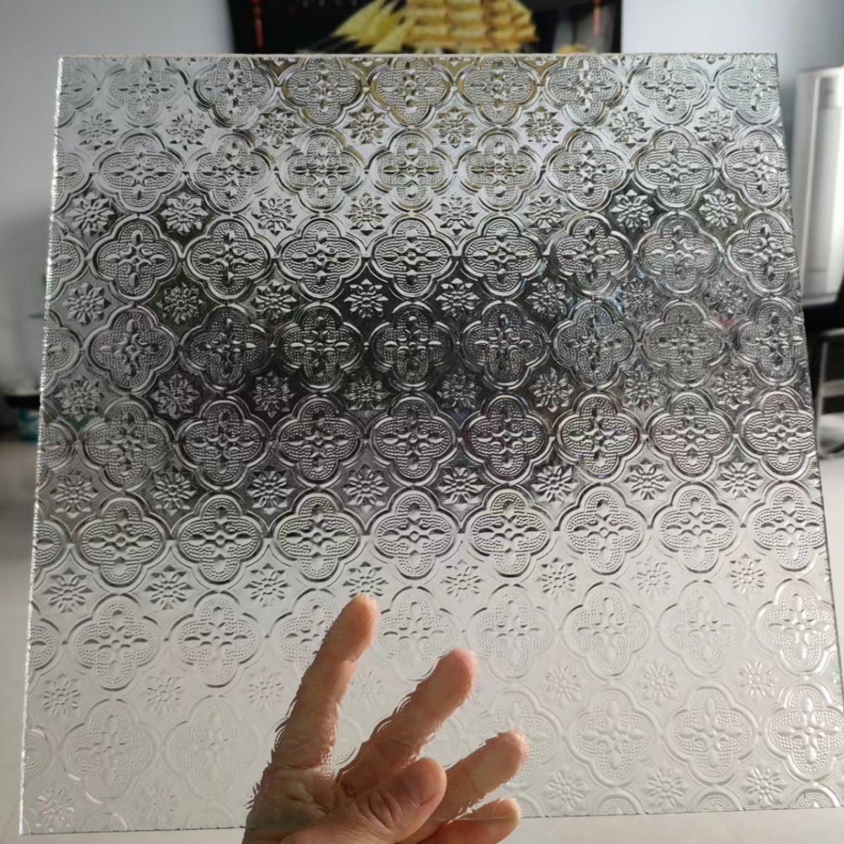 外销压花玻璃4MM透明海棠  茶色海棠  绿色海棠 支持在线订购