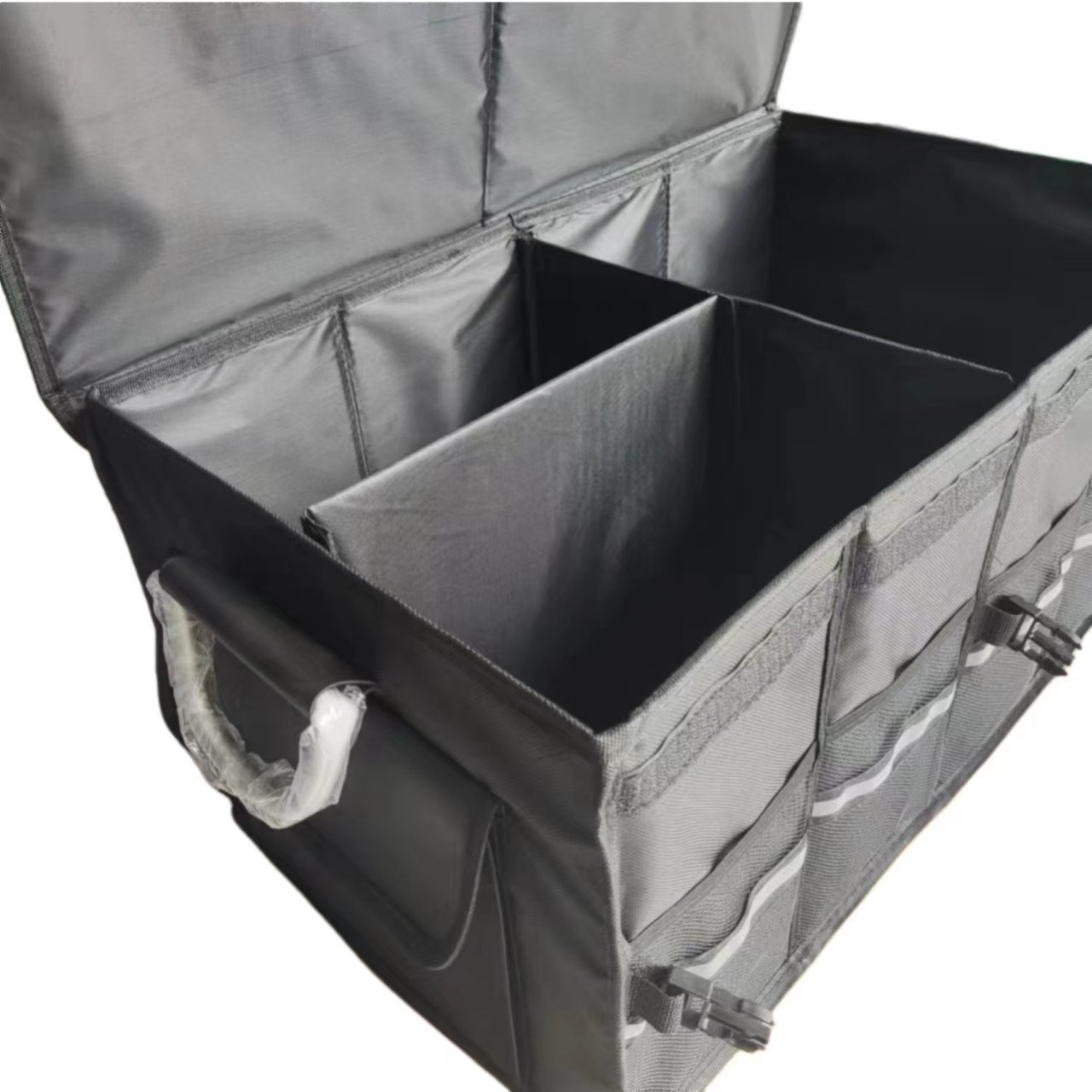 Caja de almacenamiento de coche multifuncional con manita de almacenamiento de coche artefacto caja de almacenamiento de tela Oxford plegable maletero image 9