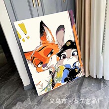 尼克朱迪数字油画diy卡通动漫情侣数字油画手绘涂鸦填色ins装饰画
