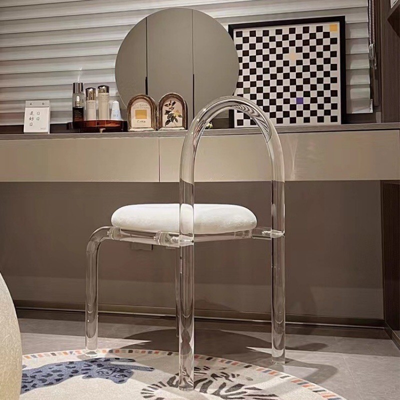 Net Red Dressing Table Makeup Chair Acrylic Transparent Chair Bedroom Balcony Fairy Chair Xiaohongshu Recommended Dining Chair