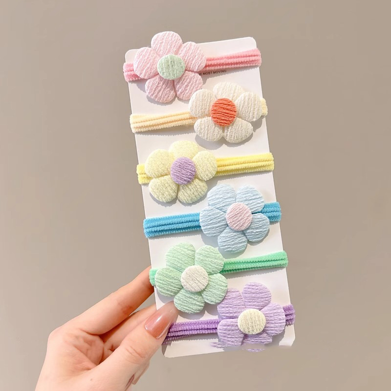 Flores de color cabello para niños no lastiman anillo de cabello para niñas lindas cuerdas de cabeza de cola de caballo alta banda de goma elástica tocado