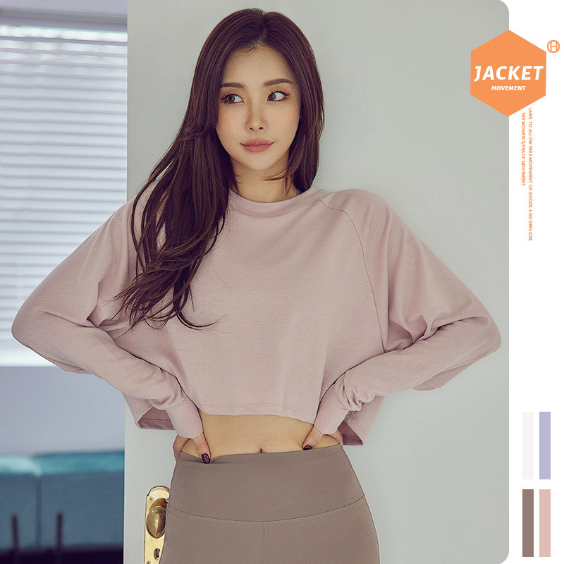 Loose Large Size Pure Cotton Yoga Clothes Long-sleeved Women's Casual Outdoor Sports Top Dancing Breathable Quick-drying Clothes Fitness Clothes