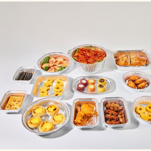 Caja de papel de aluminio para barbacoa cuenco de papel de aluminio rectangular con cubierta para comida comercial para llevar caja de papel de aluminio desechable caja de comidas de aluminio