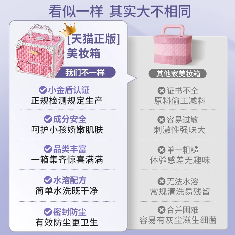 Handheld Princess Makeup Toy Box, Playset with Doll & Accessories, Gift Box, 22.4×19×16.4 cm