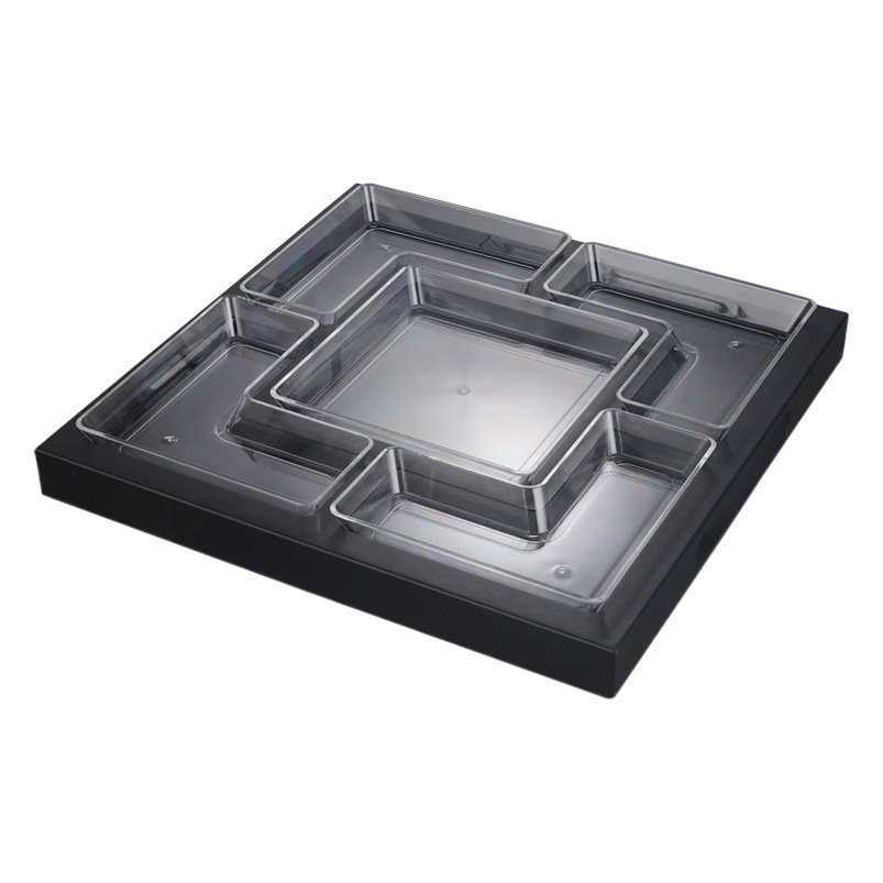Bar KTV plato de aperitivos cuatro seis rejilla de acrílico Plato cuadrado LED luminoso plato de fruta grande electro-óptica a juego transparente plato de fruta