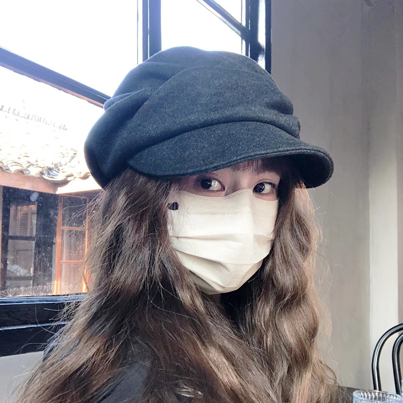 山本风复古贝雷帽女2025新款秋纯色文艺百搭报童帽大头围画家帽子|undefined