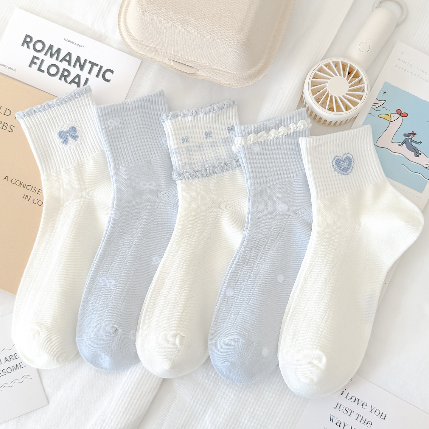 Children's thin fresh breathable knee socks with bow