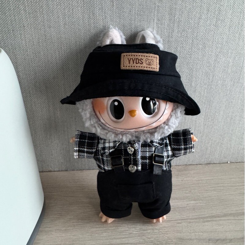 LABUBU拉布布衣服坐坐派对心动马卡龙17厘米15cm搪胶挂件帽子衬衫|undefined