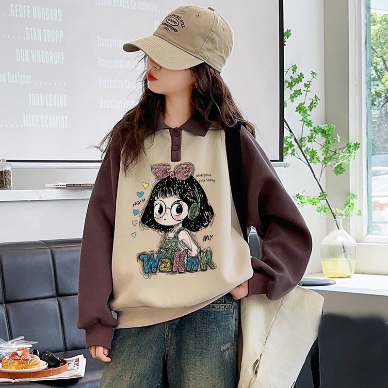 俏妮卡 儿童装洋气春秋款秋季潮卫衣新款秋装套头中大童上衣女童|undefined