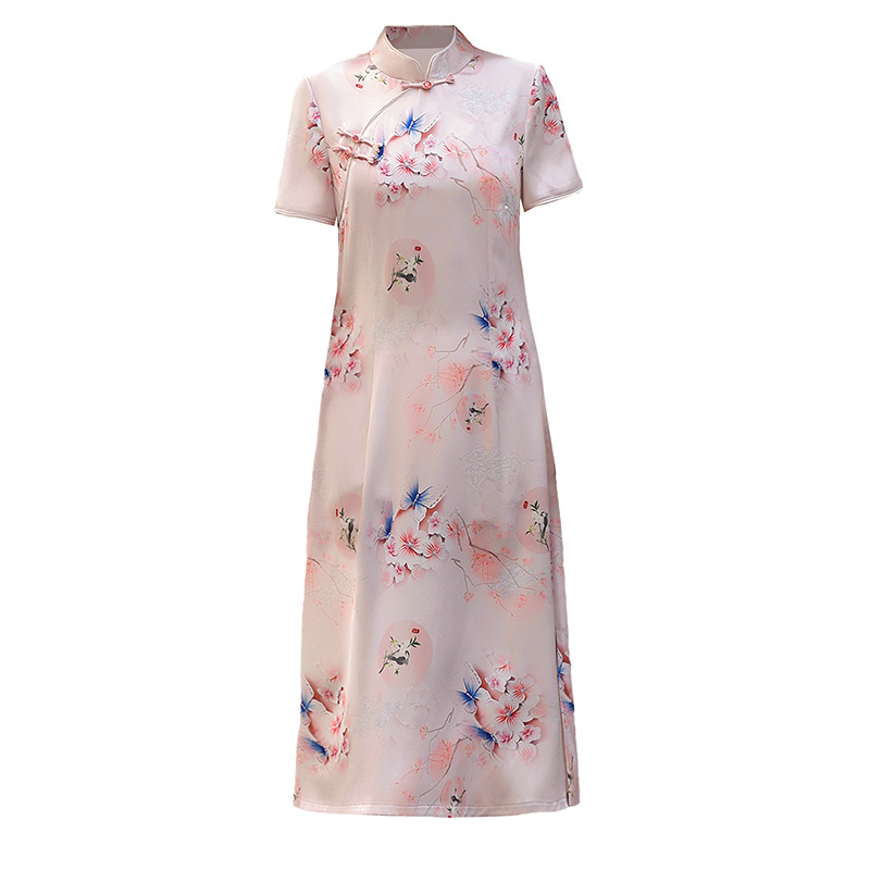 New Women's Clothing Western Style Middle-aged and Elderly dress Antique Cheongsam for Mother Fashionable Middle-aged Clothes for Summer Women