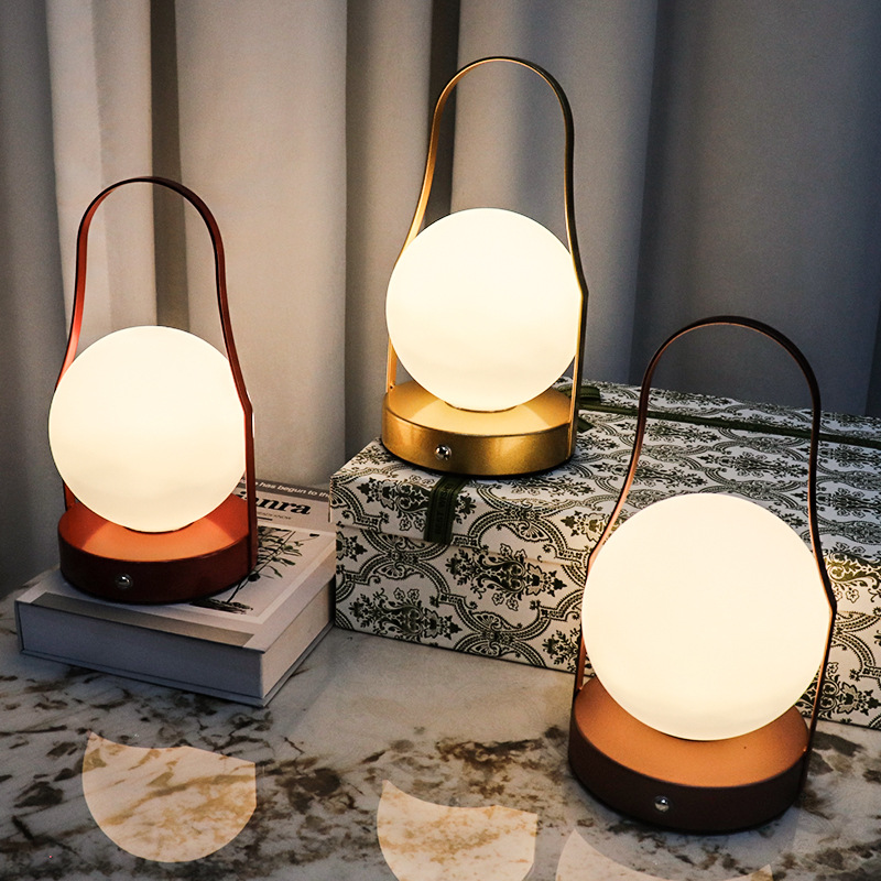 LED Creative Desk Lamp Round Ball Hand-held Lamp Small Night Lamp Hanging Lamp Atmosphere Lamp Decoration Gift_voghion.com