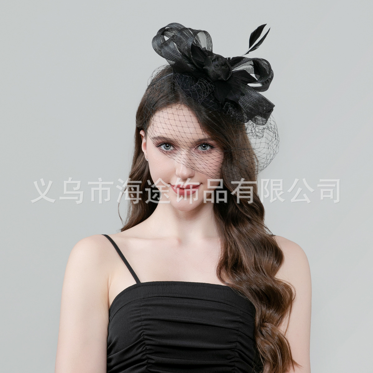 New Summer Vintage Mesh Feather Hat Bridal Hair Accessory Horse Racing Party Headwear Wholesale