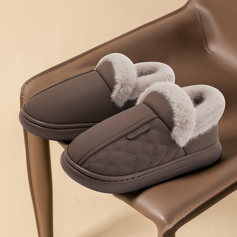 Waterproof cotton slippers men's autumn and winter 2024 indoor home thick bottom bag with warm fleece-lined snow boots men