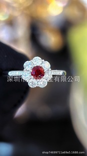 18K Gold Natural Premium High Jewelry Inlaid Unburnt Pigeon Blood Red Ruby Ring Agent One Click Dropshipping