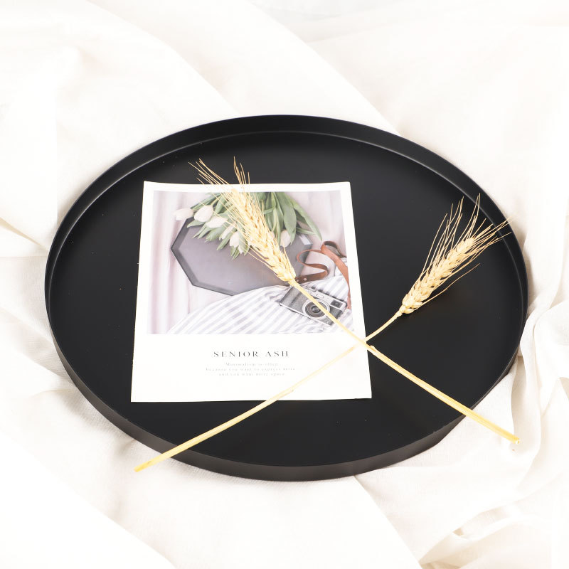 Nórdico negro disco metal bandeja de almacenamiento placa decoración joyería placa redonda Placa de fruta placa artesanía Placa de almacenamiento