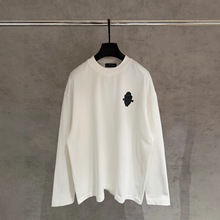 跨境外贸批发CH克罗卷轴焚文欧美高街宽松长袖T恤潮流男女同款爆