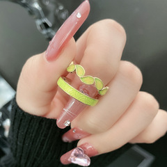 New Enamel Drip Glaze Irregular Leaf Ring with Modern Chinese Minimalist Style, High-end Elegance, and Fashionable Open Finger Ring
