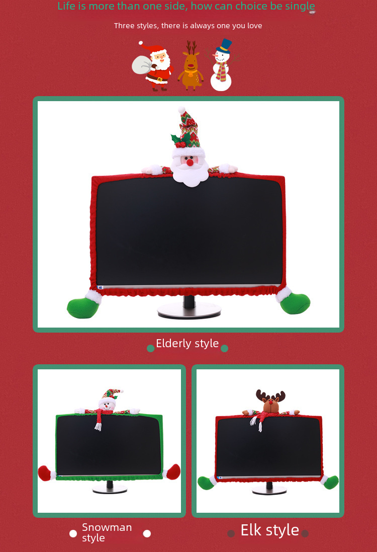 Christmas decoration supplies three-dimensional cartoon Computer cover non-woven computer dress-up _voghion.com